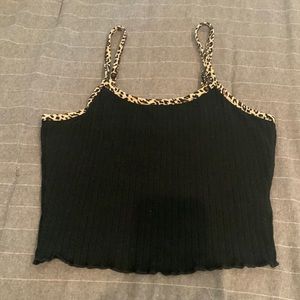 Cheetah/black Cropped Tank